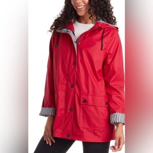 URBAN REPUBLIC Red Raincoat Windbreaker Jacket Water Resistant Snap Front M